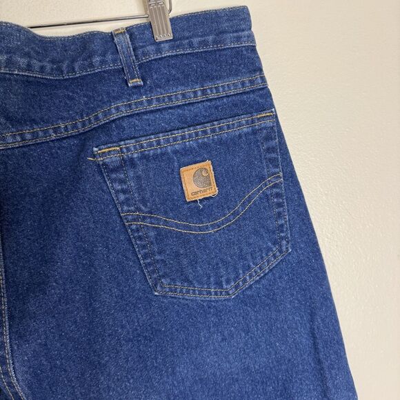 Carhartt Jeans Mens 38x36 Blue Loose Fit Denim Pants Made USA Workwear B167 DST - Picture 7 of 8